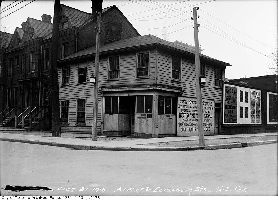 North east corner of Elizabeth and Albert streets, Toronto, Canada, 1916