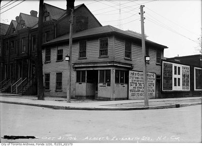 North east corner of Elizabeth and Albert streets, Toronto, 1916