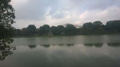 View of the tower in the middle of Ho Hoan Kiem, Hanoi, 2014