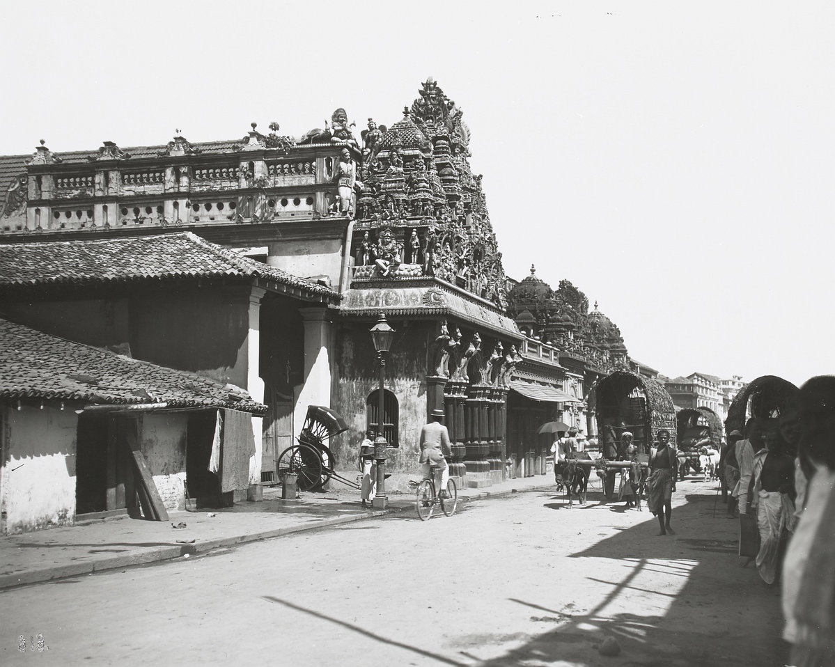 EU: Streetscape with Hindu temple in Colombo (1913), Colombo, Sri Lanka, 1913