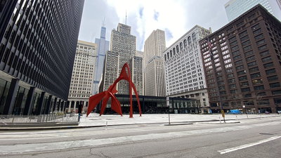 Flamingo by Alexander Calder in Federal Plaza, Chicago, 2020