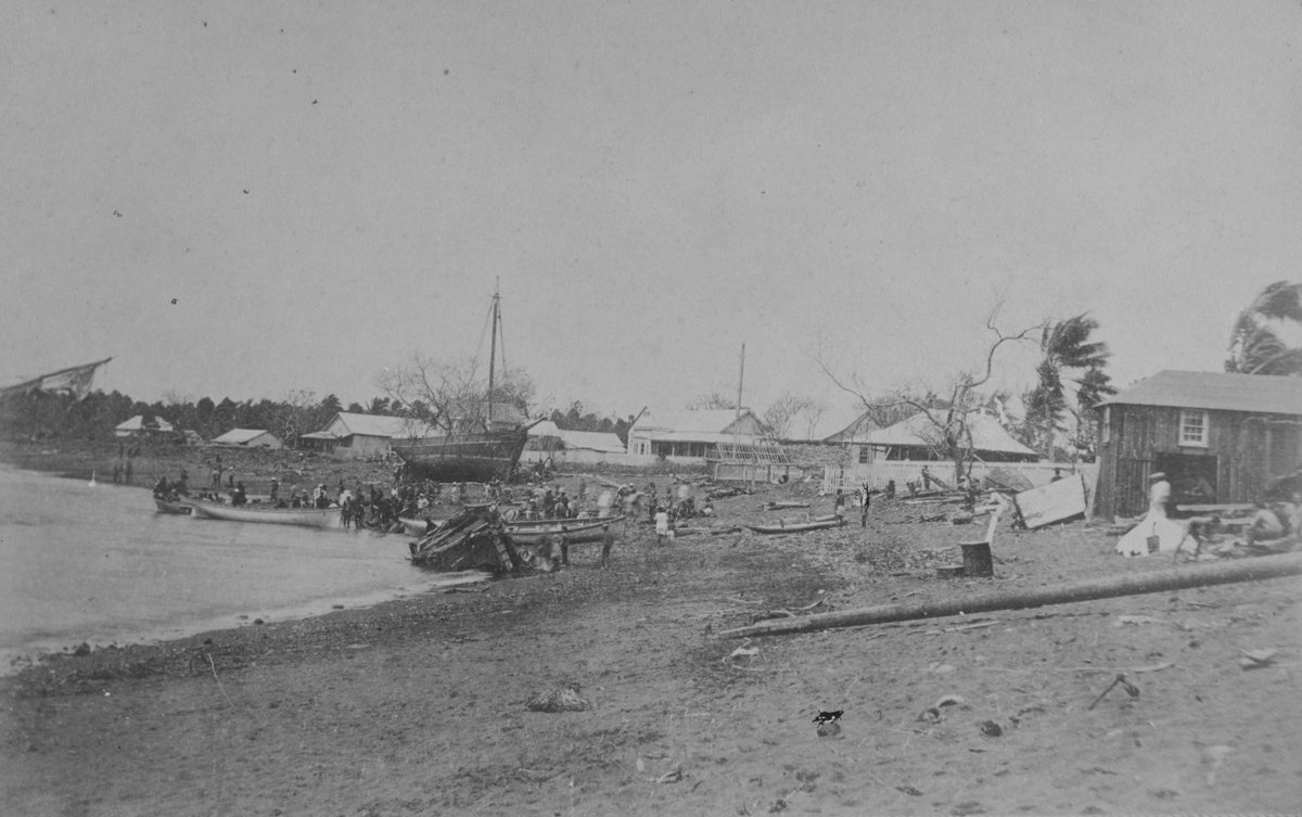 Apia harbour Samoan after the hurricane of March, Apia, Samoa, 1889