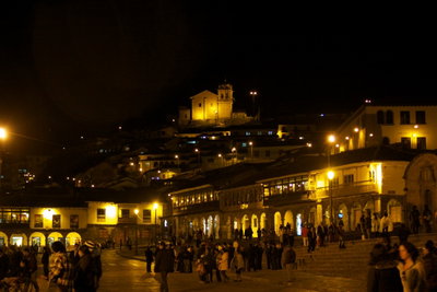 Peru - Cusco 033 - night glow of the plaza, Cusco, 2012