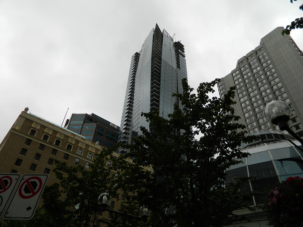 Looking up the skyscrapers, Vancouver, Canada, 2011