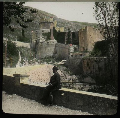 EU: Dubrovnik: Fort Minčeta walls from the bridge (1900), Dubrovnik, Croatia, 1900