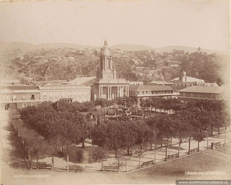 Plaza Victoria, Valparaíso (circa 1890), Valparaíso, Chile, 1890