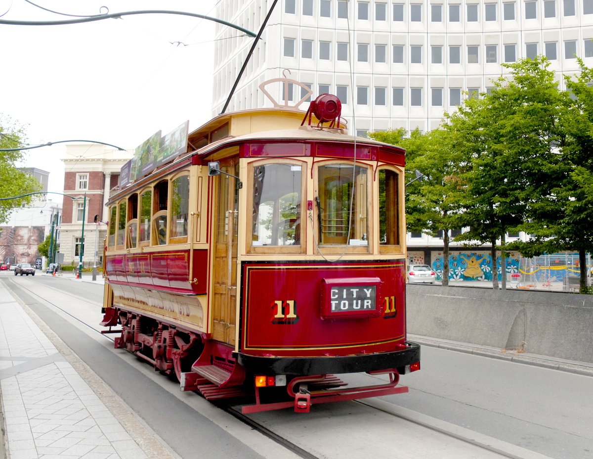 Tram 11 'The Boxcar' Christchurch, Christchurch, New Zealand, 2016