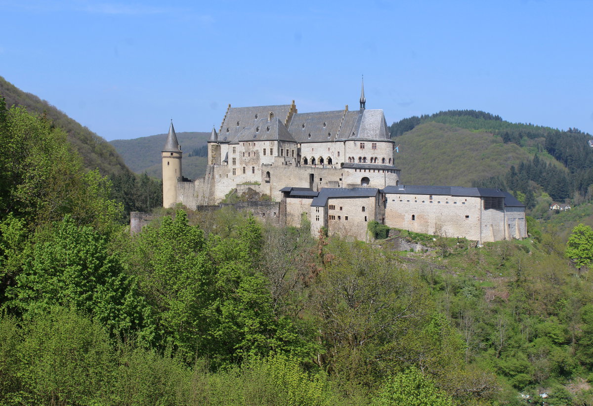Vianden, die Burg, Gesamtansicht, Vianden, Luxembourg, 2019