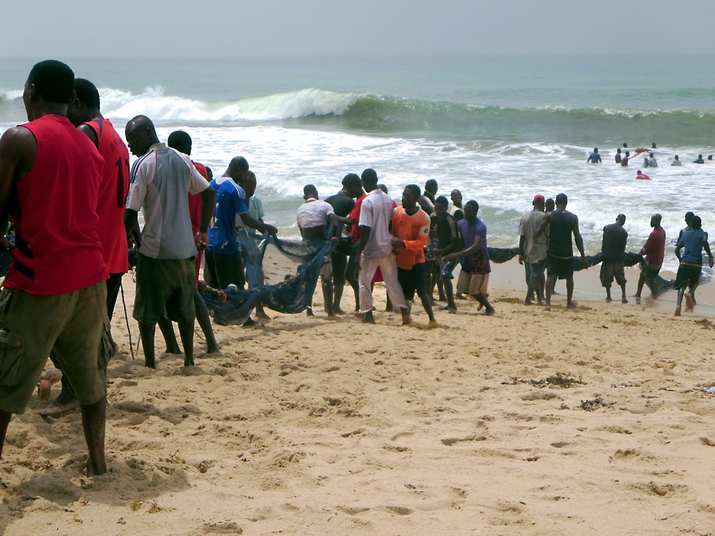 Fishermen Hauling in a Net, Cape Coast, Ghana, 2015