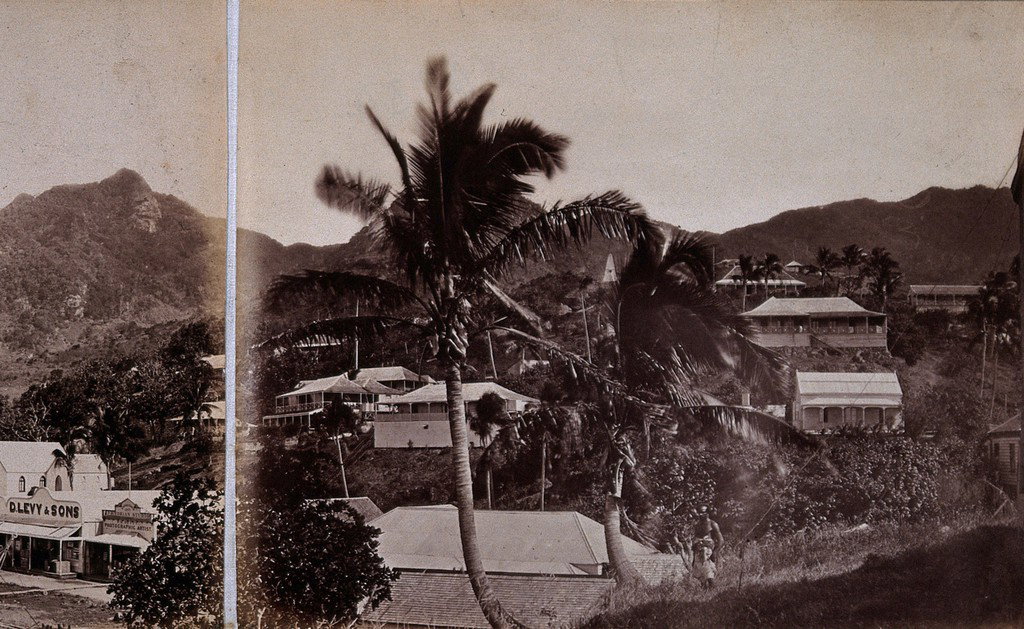 EU: Levuka, Fiji: panoramic view: section three. Photograph, ca. (1880), Levuka, Fiji, 1880