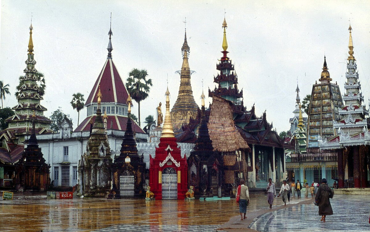 Shwedagon Pagoda in 1976, Yangon, Myanmar, 1976