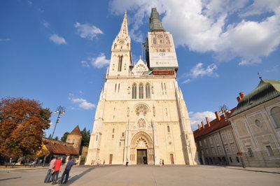 The Zagreb Cathedral being restored, the spires are high, Zagreb, 2012