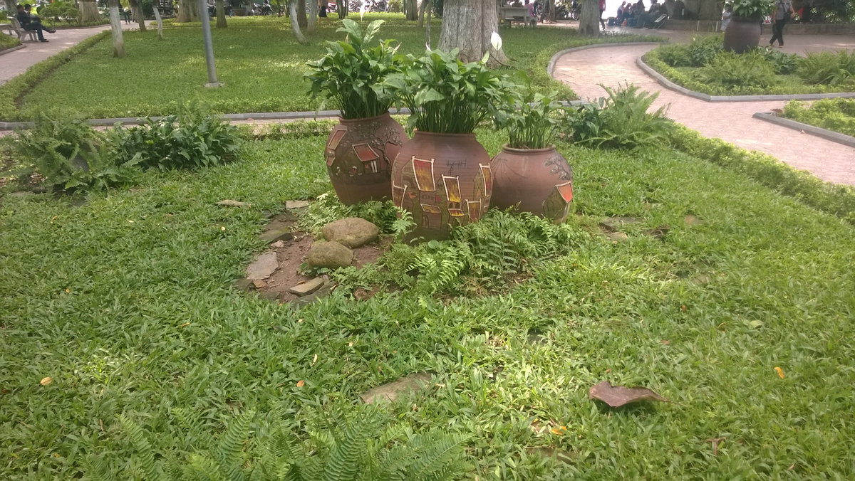 Decorative pots near the Hoan Kiem lake in 2014 2, Hanoi, Vietnam, 2014