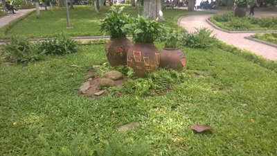 Decorative pots near the Hoan Kiem lake in 2014 2, Hanoi, 2014