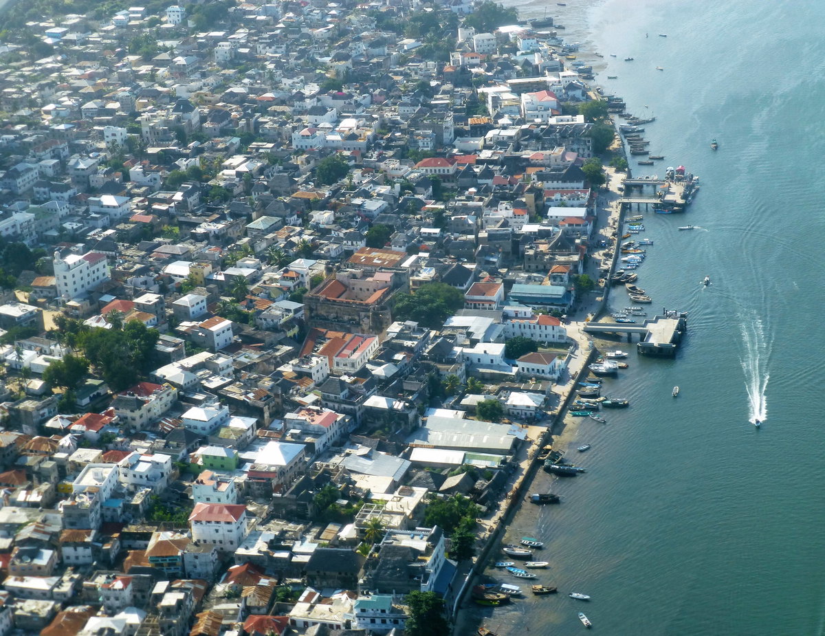Above view of the town of Lamu, Lamu, Kenya, 2013