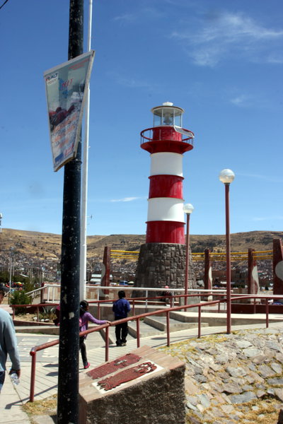Puno Peru - lighthouse at Puno on Lake Titivcaca at ft elevation, Puno, 2011