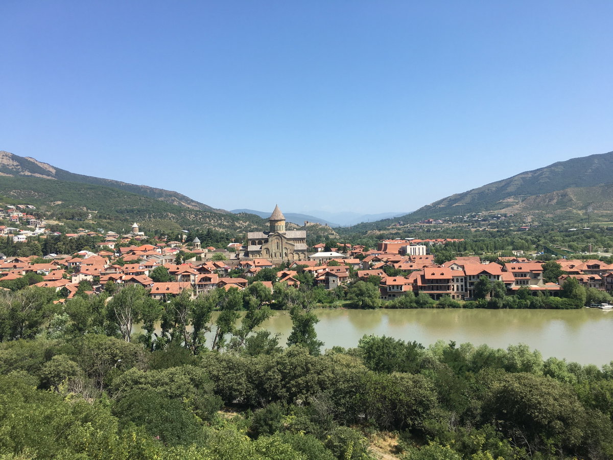 View of Mtskheta from Armaztsikhe-Bagineti archaeological site 02, Mtskheta, Georgia, 2021