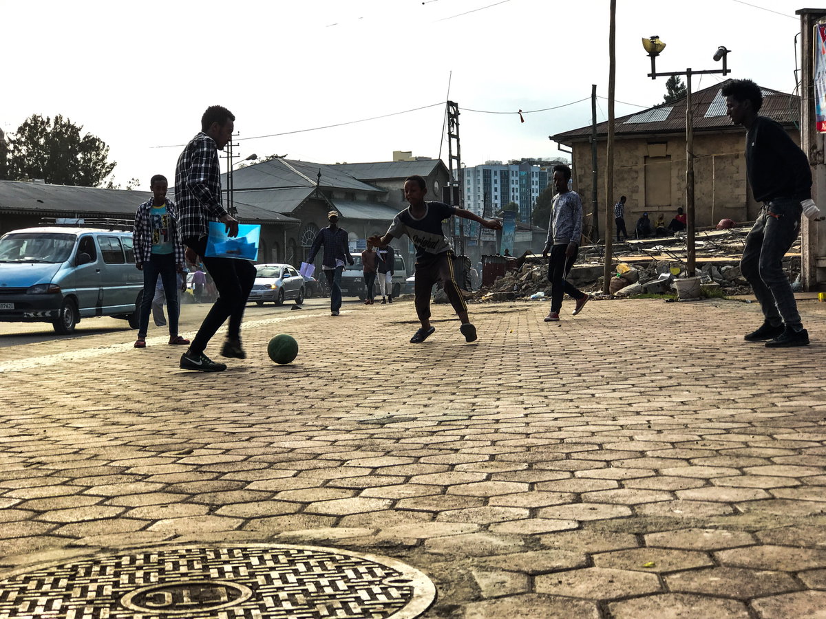 Street football in Addis Ababa, Addis Ababa, Ethiopia, 2019