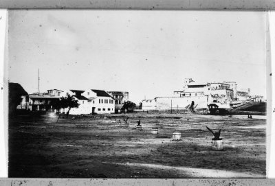 EU: Kasteel Sint George te Elmina aan de goudkust (nu Ghana) Portugees kasteel van 1842 en van Nederlands hoofdkasteel eind 19e eeuw, mogelijk nog van ca. 1872 (1872), Elmina, 1872