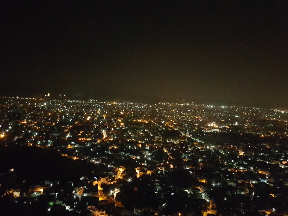 Beautiful view of the Pink City Jaipur from Nahargarh Fort at night, Jaipur, India, 2016