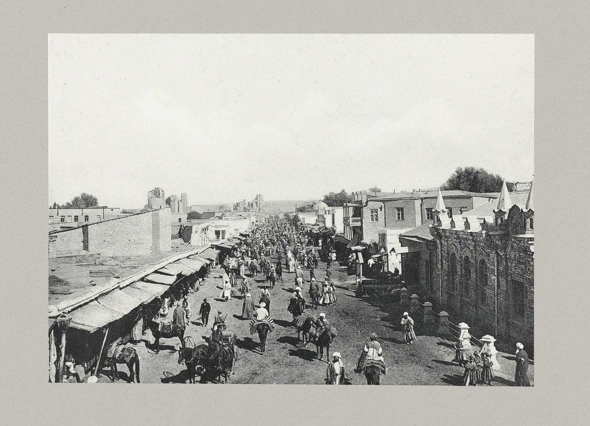 EU: Hoofdstraat van de Inlandse (?) wijk te Samarkand (1905), Samarkand, Uzbekistan, 1905