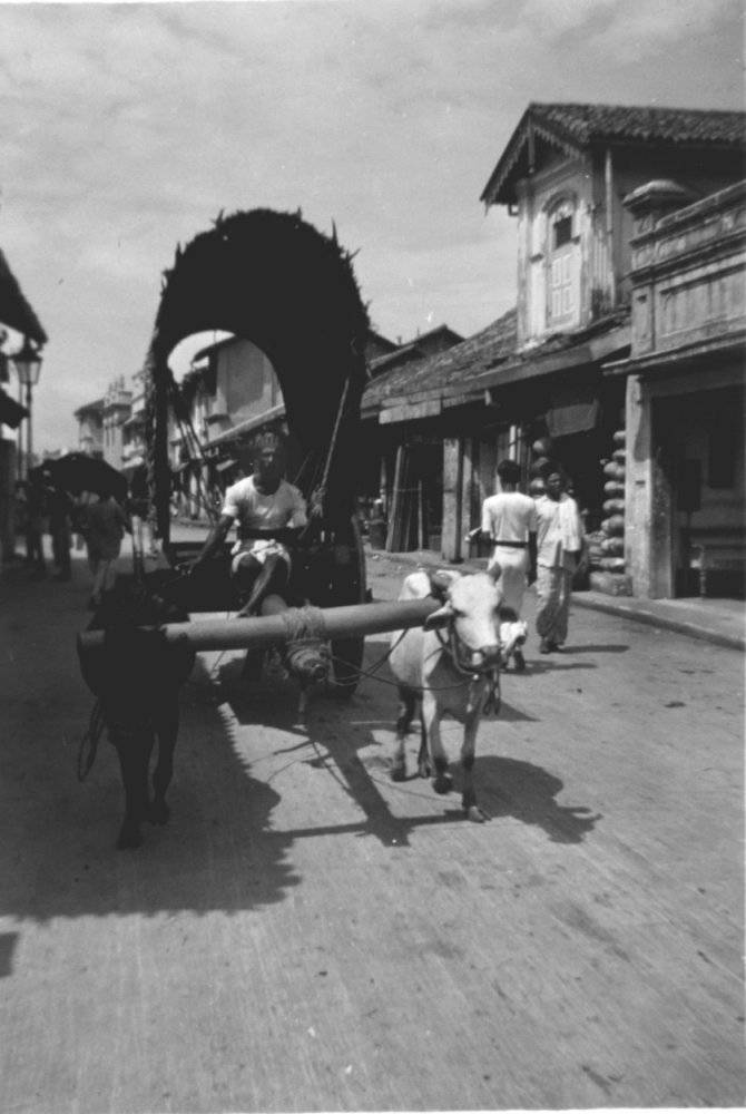 EU: Straatgezicht in Colombo (Ceylon) in de jaren 40. (1940), Colombo, Sri Lanka, 1940