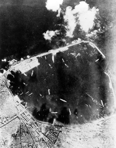 Aerial reconnaissance photograph of Tripoli Harbour, Libya, 12 March 1942 (80-G-350011), Tripoli, 1942