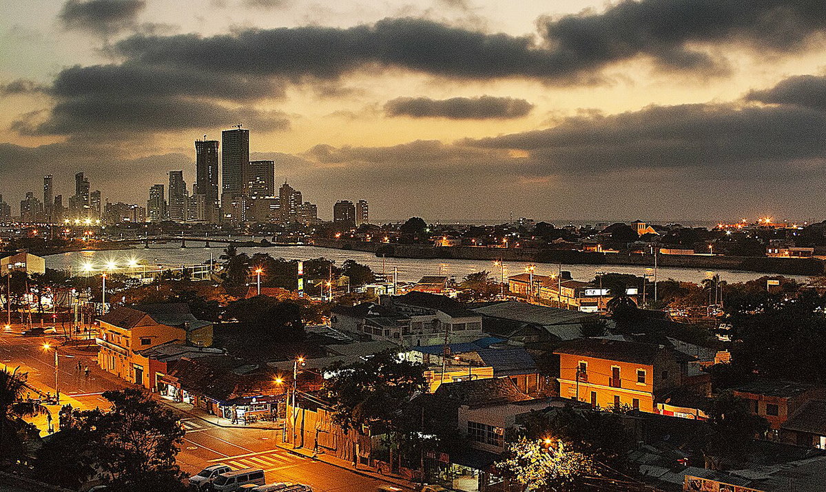 Skyscrapers Over City (Cartagena skyline at dusk), Cartagena, Colombia, 2016