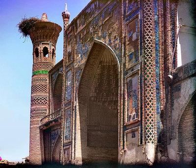 Storks on Tupchiboshi Madrasa, Bukhara, Bukhara, 1911