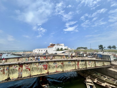 Bridge with canoe near Elmina, Elmina, 2025