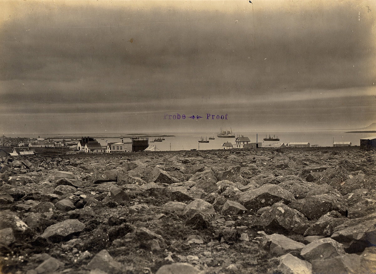 EU: Reykjavik/Iceland: Bay with passenger steamer Victoria Luise (1917), Reykjavik, Iceland, 1917