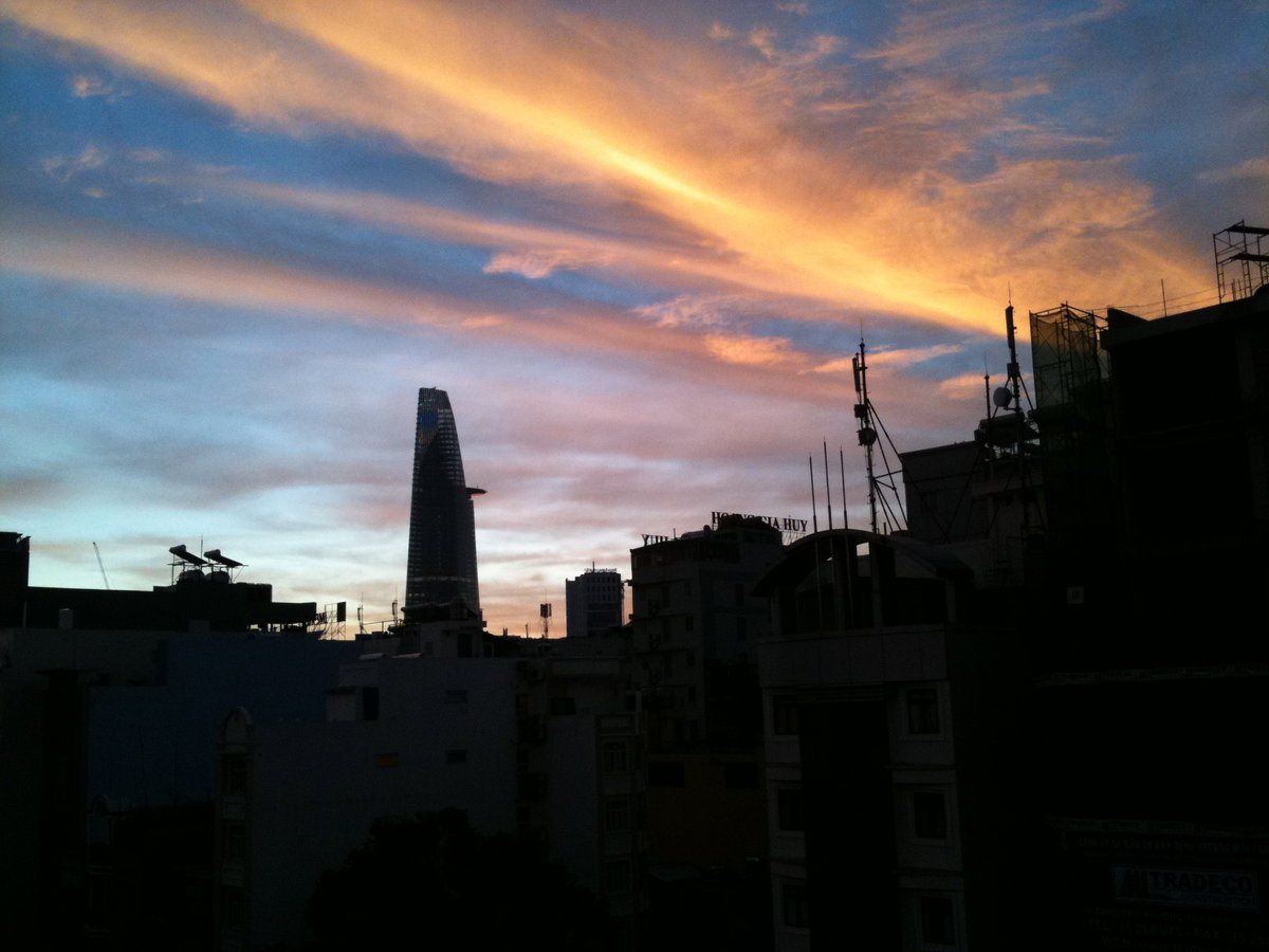 HCMC skyline awesome sunrise, Ho Chi Minh City, Vietnam, 2011