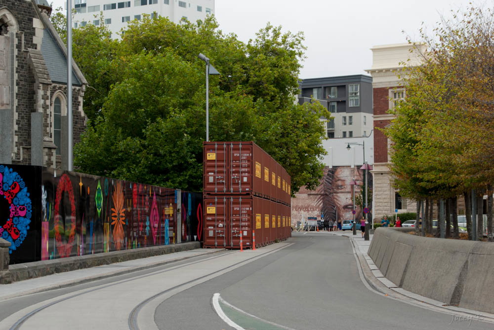 Art, Trees and Shipping Containers, Christchurch, New Zealand, 2014