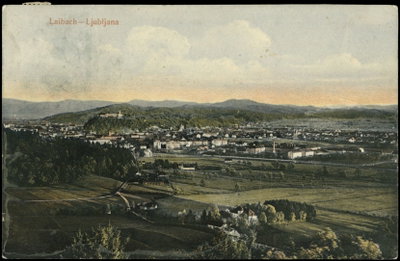 Postcard of Ljubljana view, Ljubljana, 1908