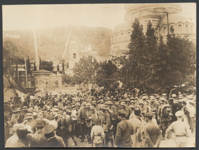 EU: German soldiers in front of Alexander Nevsky Cathedral, Tbilisi (1914), Tbilisi, 1914