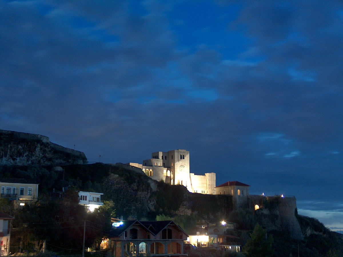 Kruje citadel at night, Krujë, Albania, 2006