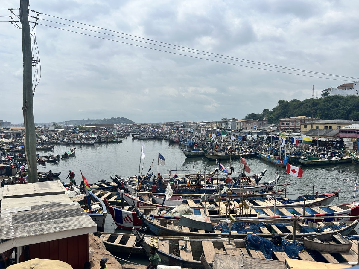 Canoes packed after work at Elmina, Elmina, Ghana, 2025