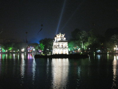 Turtle Tower, Hoan Kiem Lake at night, Hanoi, Vietnam, Hanoi, 2010