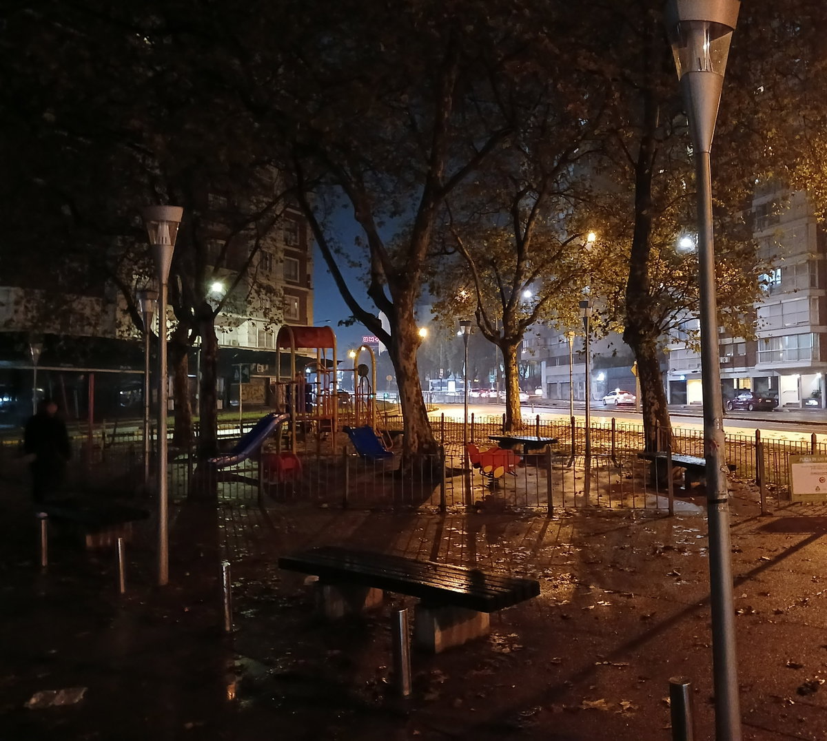 Plaza de los Rotarios in Montevideo at night, Montevideo, Uruguay, 2024