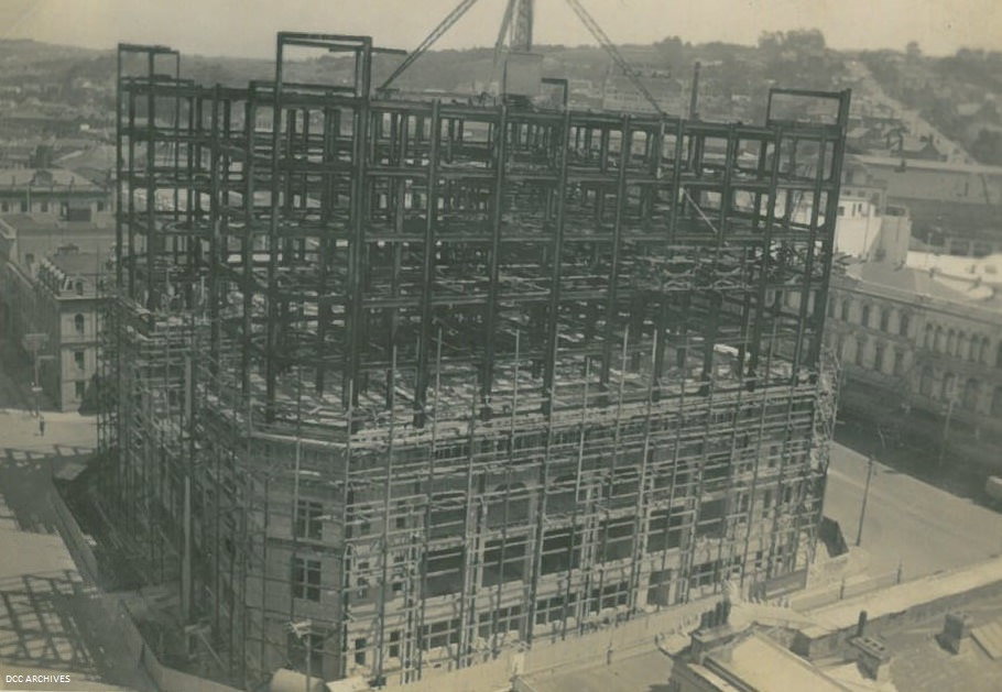 Chief Post Office Dunedin construction, Dunedin, New Zealand, 1934
