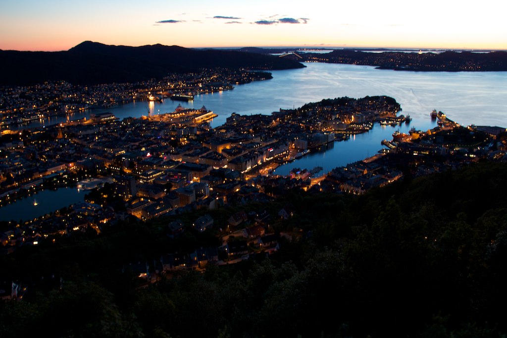 Sunset over Bergen, Bergen, Norway, 2010
