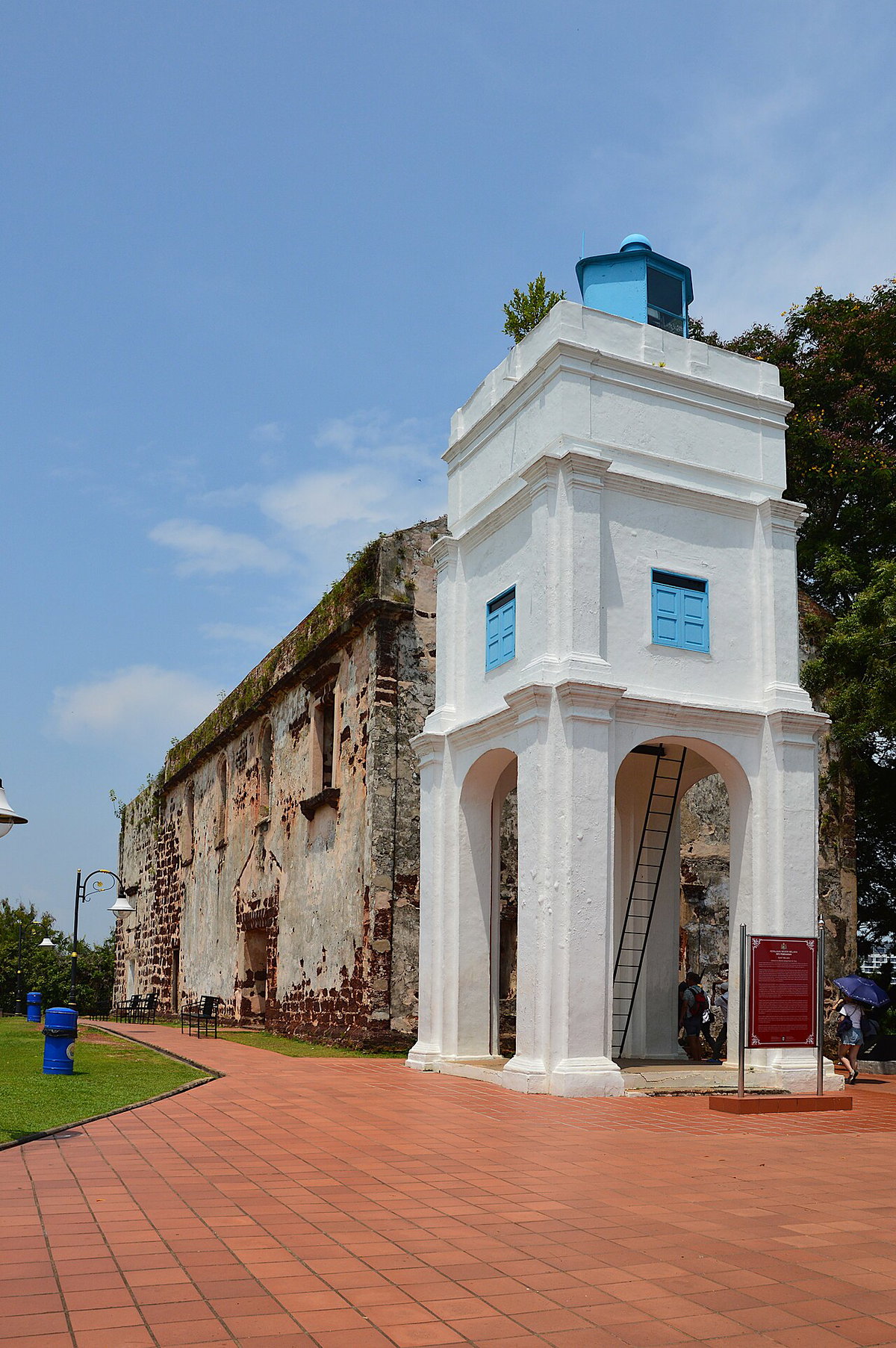 Church of Saint Paul and a lighthouse in Malacca, Melaka, Malaysia, 2023