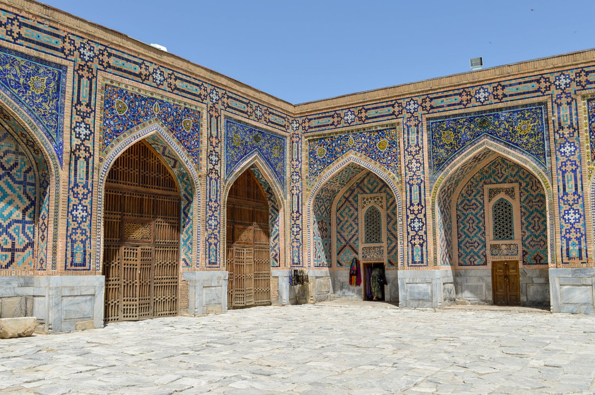 Classroom Entrances Inside The Tilya Kori Madrasah, Samarkand, Uzbekistan, 2015