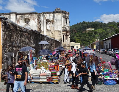 Street Market Scene - Antigua Guatemala - Sacatepequez - Guatemala, Antigua Guatemala — photos through time