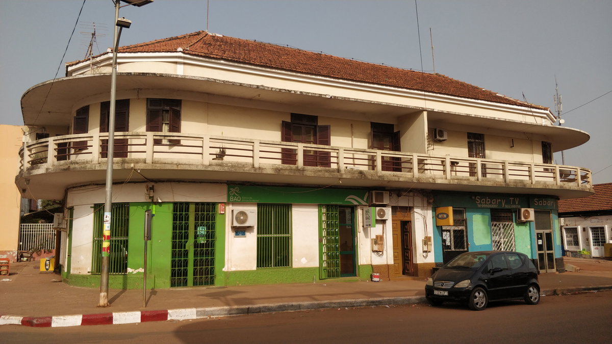 Colonial building in Bissau with BAO branch, Bissau, Guinea-Bissau, 2019