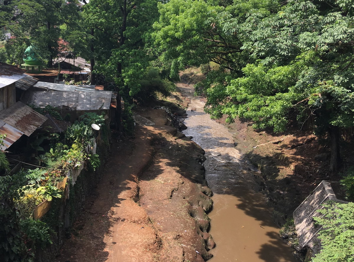 River and buildings in Malang 2, Malang, Indonesia, 2018