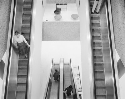 Escalators in central library, Seattle, 1960