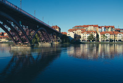 Drava river and Old bridge, Maribor Slovenia, Maribor, 2020