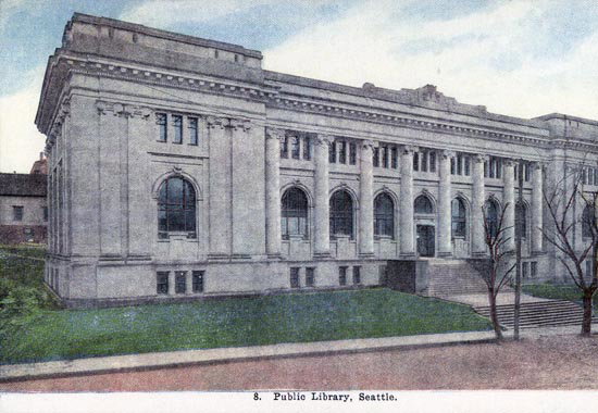 Escalators in central library in 1912 — Seattle Public Library, circa
