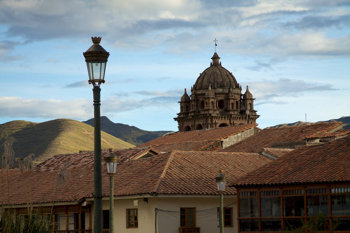 Peru - Cusco 077 - La Merced rising over Plaza de Armas, Cusco, Peru, 2012